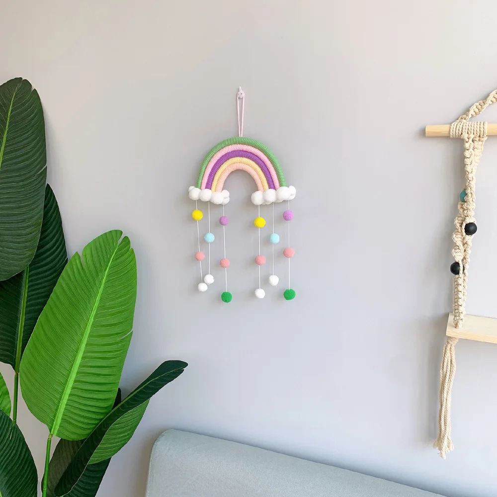 Ins Decoration Nordic Style Rainbow Tapestry Rainbow Home Furnishings Woven Pendant Ring Rainbow Wall Hanging Wall Decoration