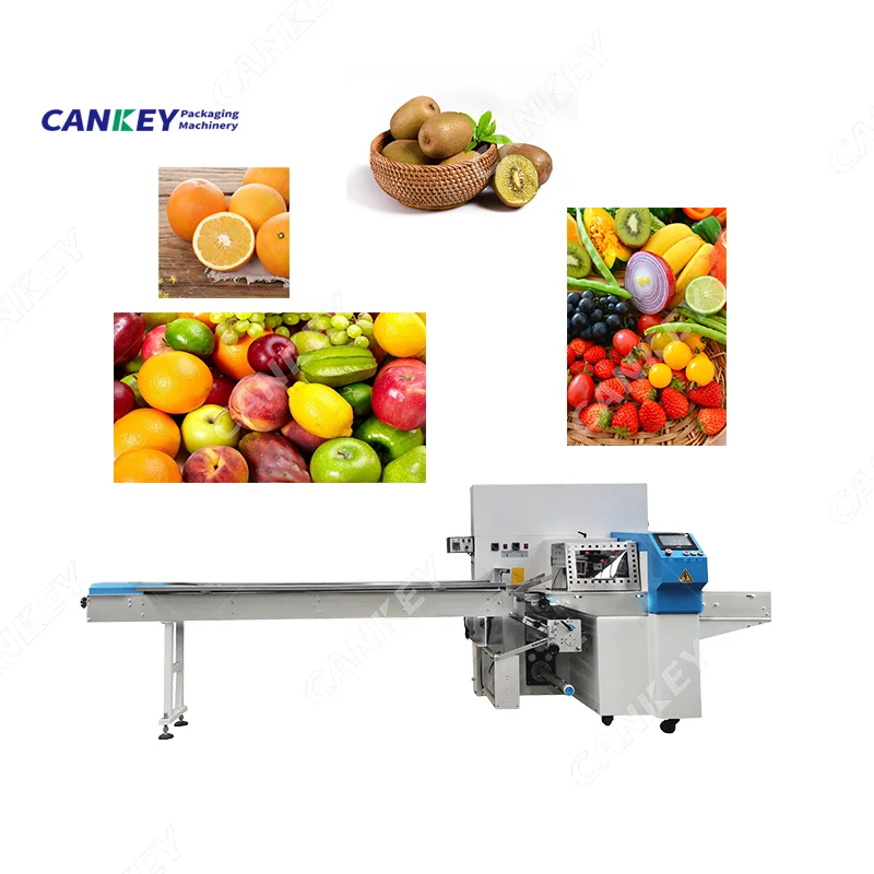 Fresh Vegetable Clean and Packaging Production Line Rotary Pillow Packing Machine Price