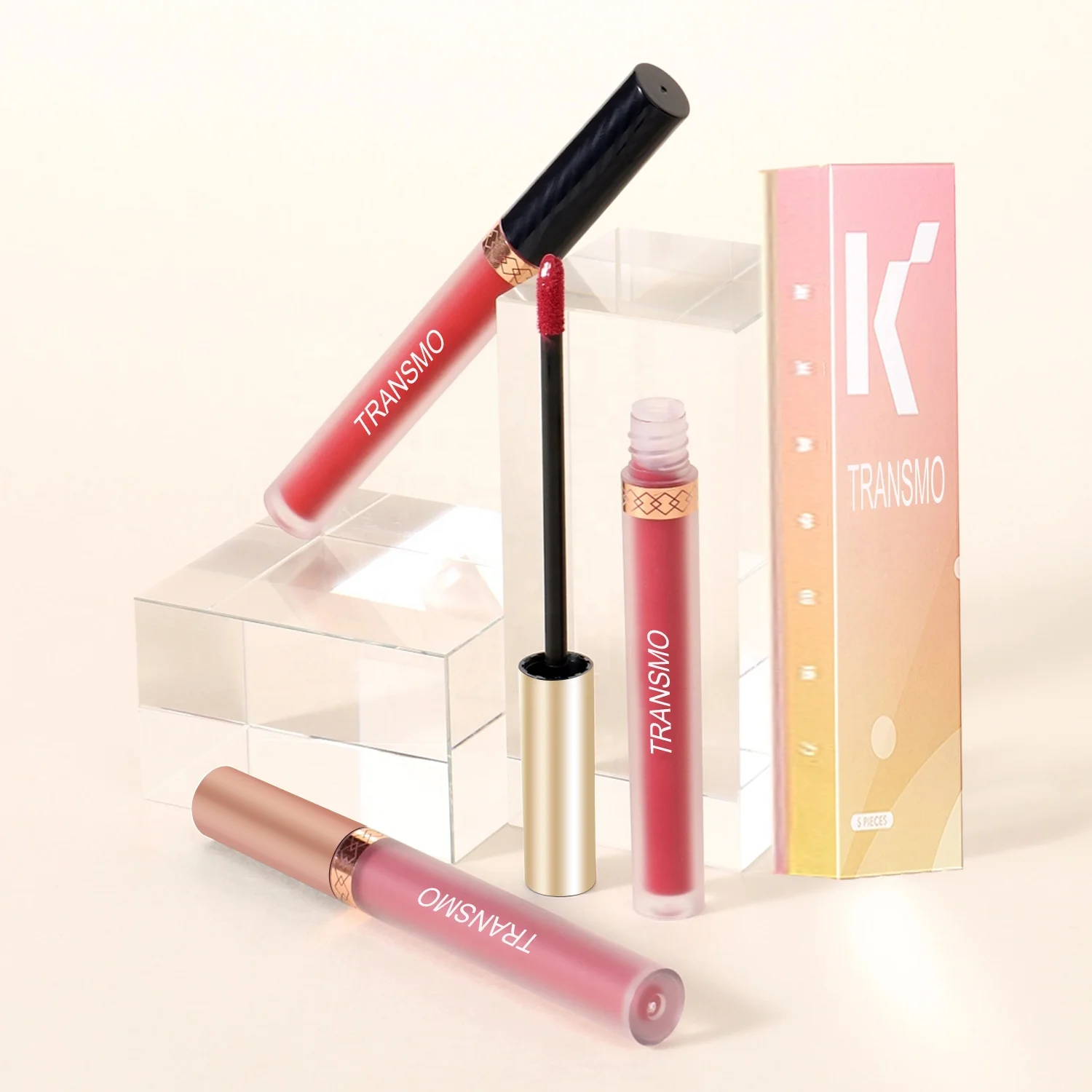 Custom logo liquid lipstick case concealer tube 5ml slim round classy lip gloss tubes