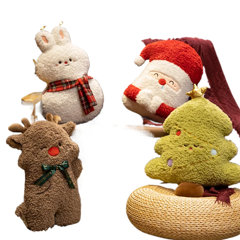 45cm Christmas Pillow Tree Old Elk Plush Decoration Living Room Sofa Cushion Ornament