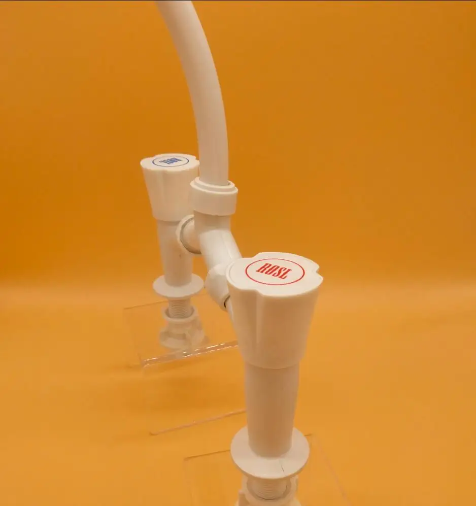 Deck Mounted Double Handle Cold And Hot Water Mixer Plastic Faucet Cheap Kitchen Faucet