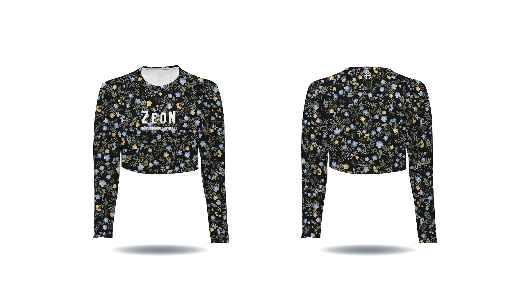 Fashionable custom yellow flora design dye sublimated sports long sleeve womens ladies girls t shirt crop top fishing shirts