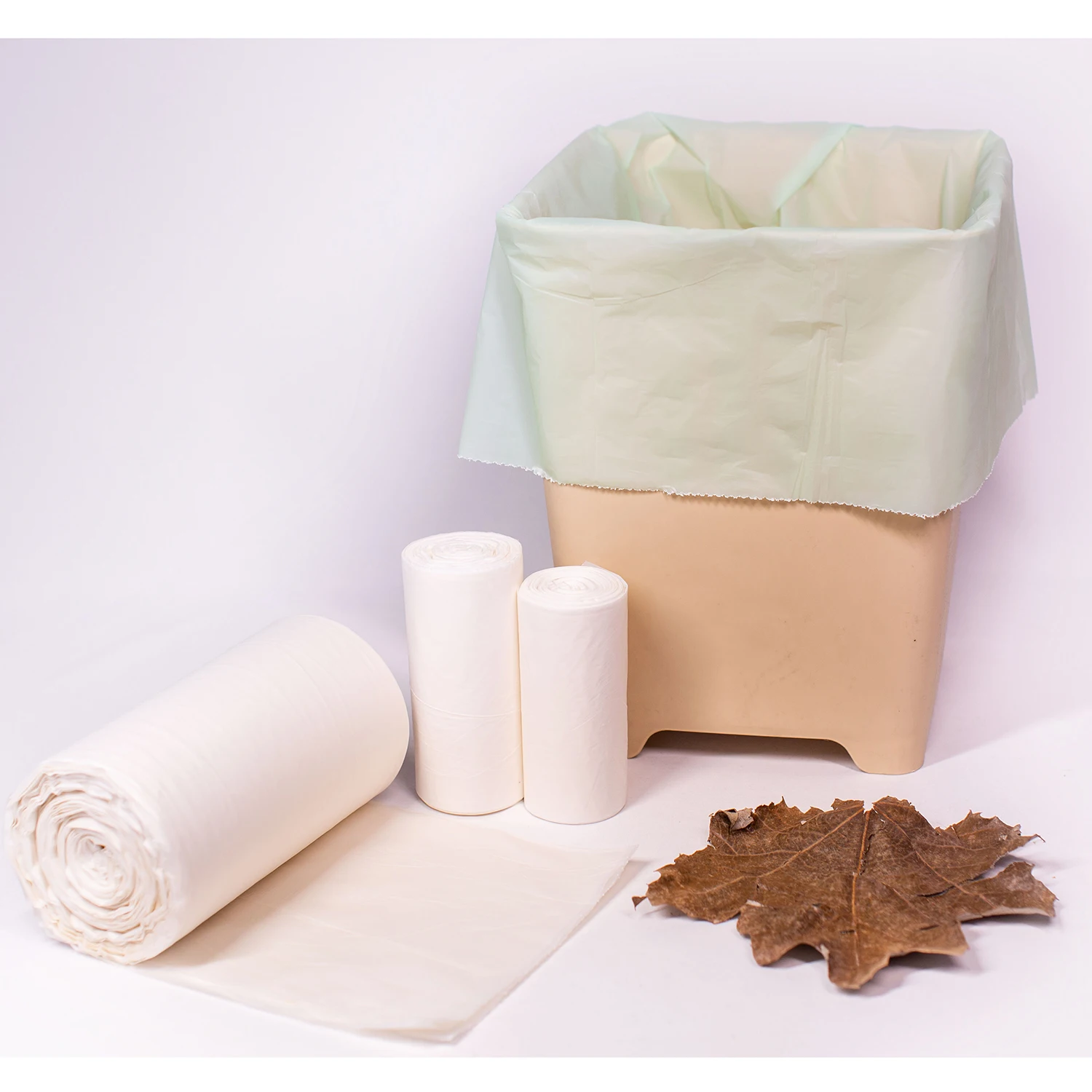 OEM Retail GRS Sustainable Recycled Plastic 13 Gallon Cornstarch Biodegradable Kitchen Bin Liners Compostable Trash Bags