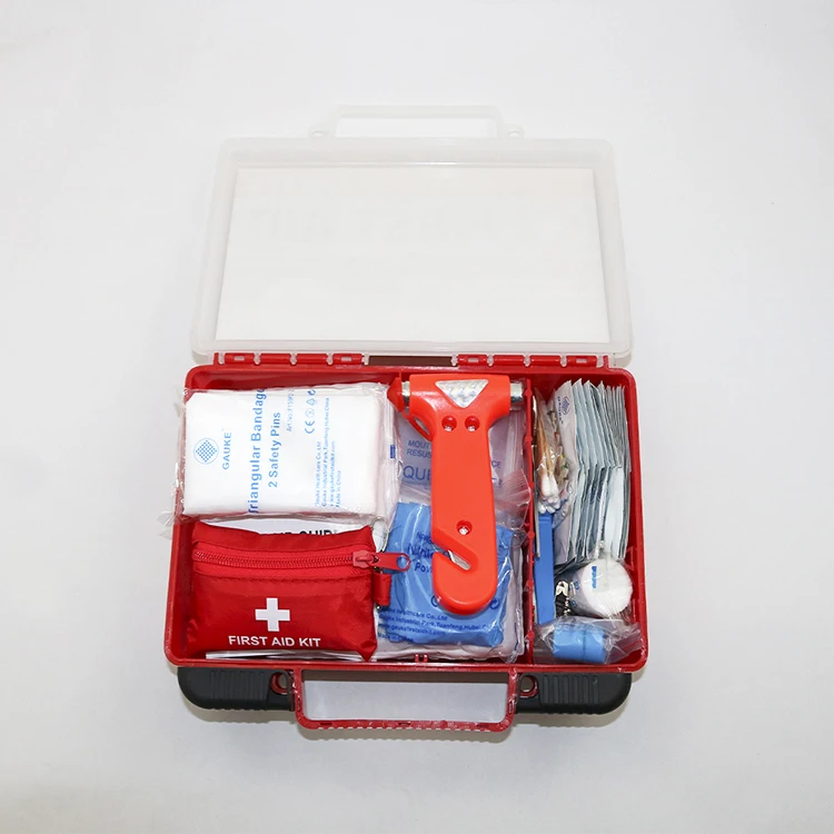 Osha and Ansi approved 250pc Disaster emergency survival first aid kit with RED plastic box