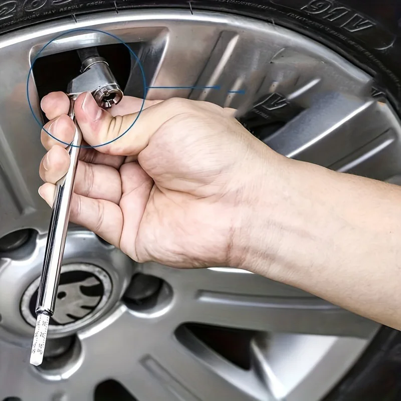 CLAUTOOL Portable 10-120PSI Silver Dual Head Stainless Pencil Type Dual Foot Tire Pressure Gauges For Truck Car RV