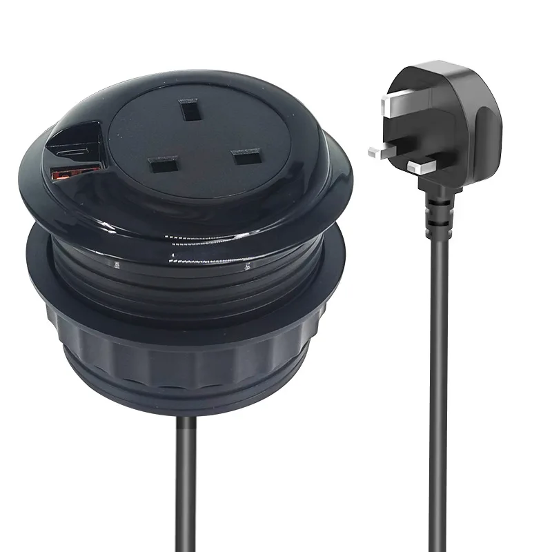 Spongde British Standard Round Table Socket Embedded Hidden Concealed Round British Standard Power Supply PD20W Fast Charge