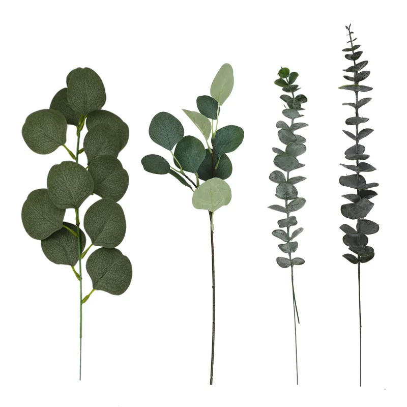 Artificial round flowers real touch long stem leaves for home decor flower artificial simulation plant flower eucalyptus