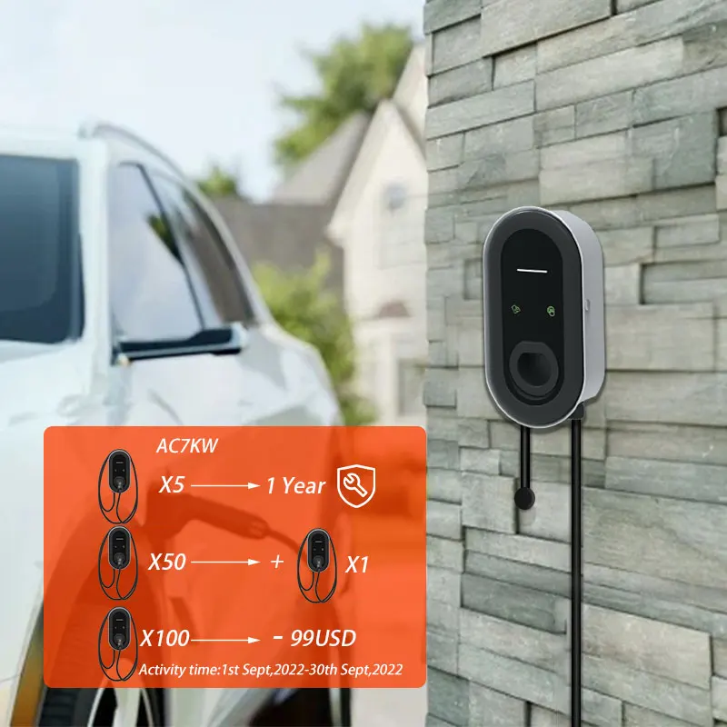 Тип 1/Тип 2 7 кВт EV зарядное устройство для электромобиля с ЖК-экраном