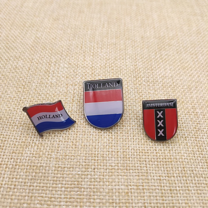 Металлический эпоксидный значок с флагом на заказ брошь из нержавеющей стали принтом