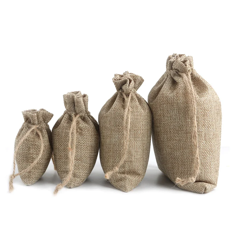 Small jute seed bags Customized  burlap Hessian Drawstring Gunny Sack Bag for Gift Jewelry Cocoa Beans Pouches
