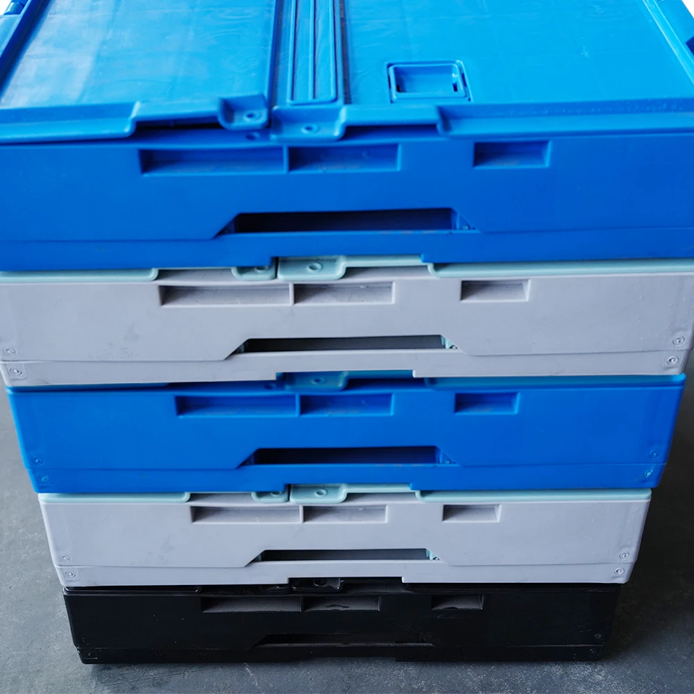 Longshenghe Factory Directly Sell Black Plastic Moving Collapsing Folding Crate