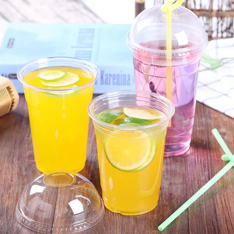 Одноразовая Пластиковая чашка 12 унций с купольными крышками из ПЭТ материала