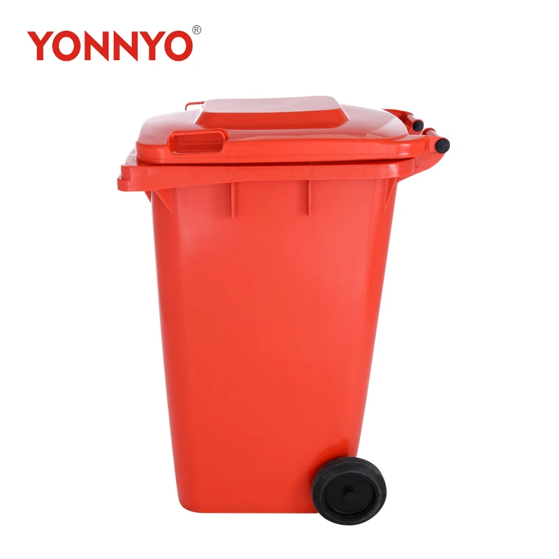 240L waste bin trash can plastic dustbin with wheels