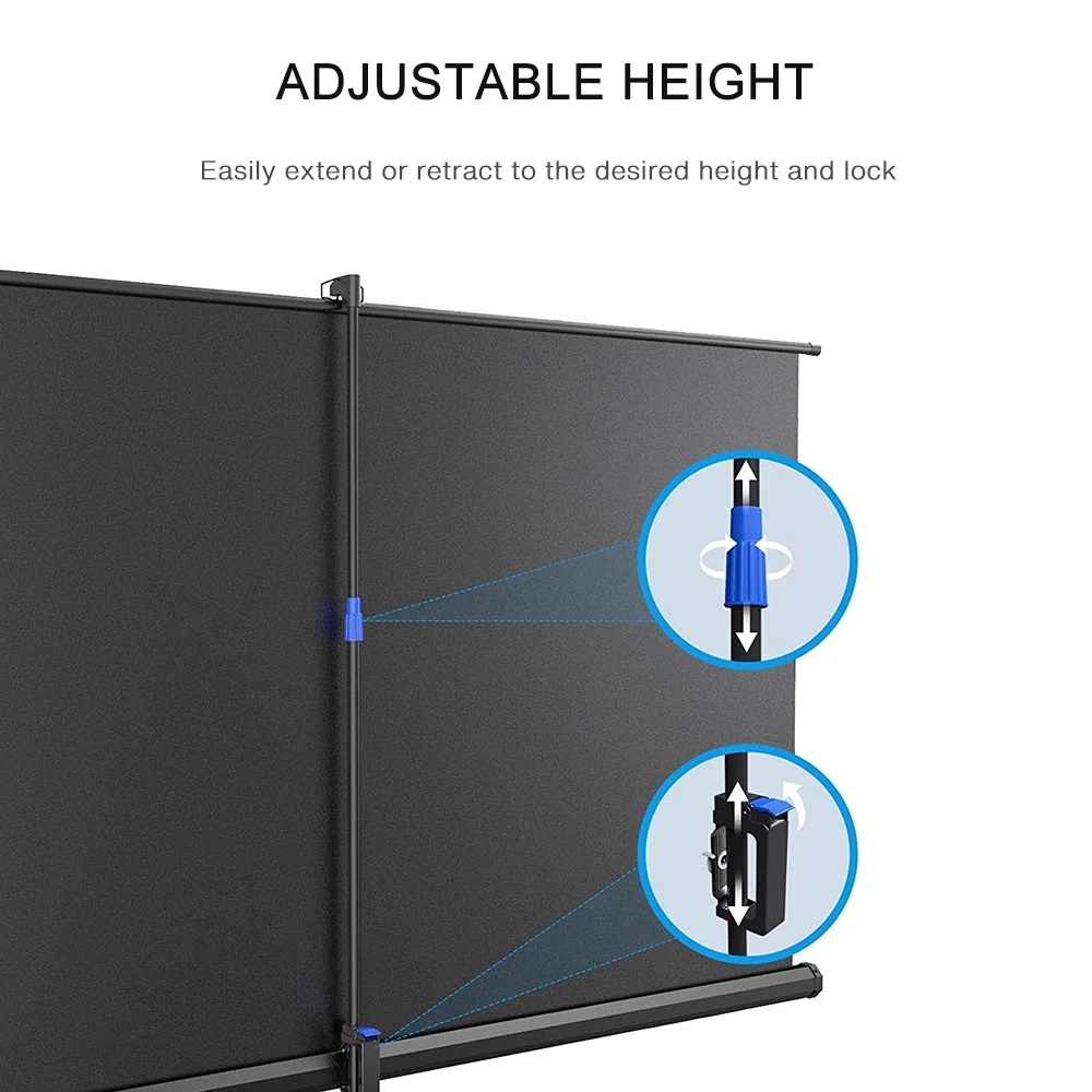 100inch 4:3 Tripod Projector Screen with Stand Wrinkle-Free Height Adjustable Portable Screen for Projector Indoor & Outdoor for