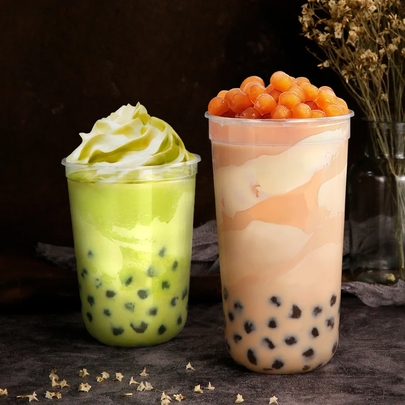 U Shaped Disposable Plastic Cup PET Cup 500ml 700ml Disposable Coffee Beverage Cup For Cold Drinks