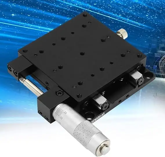 X Linear Stage, Micrometer Manual Precision Linear Translation Stage Displacement Trimming Bearing Sliding Table X Axis 80x80mm