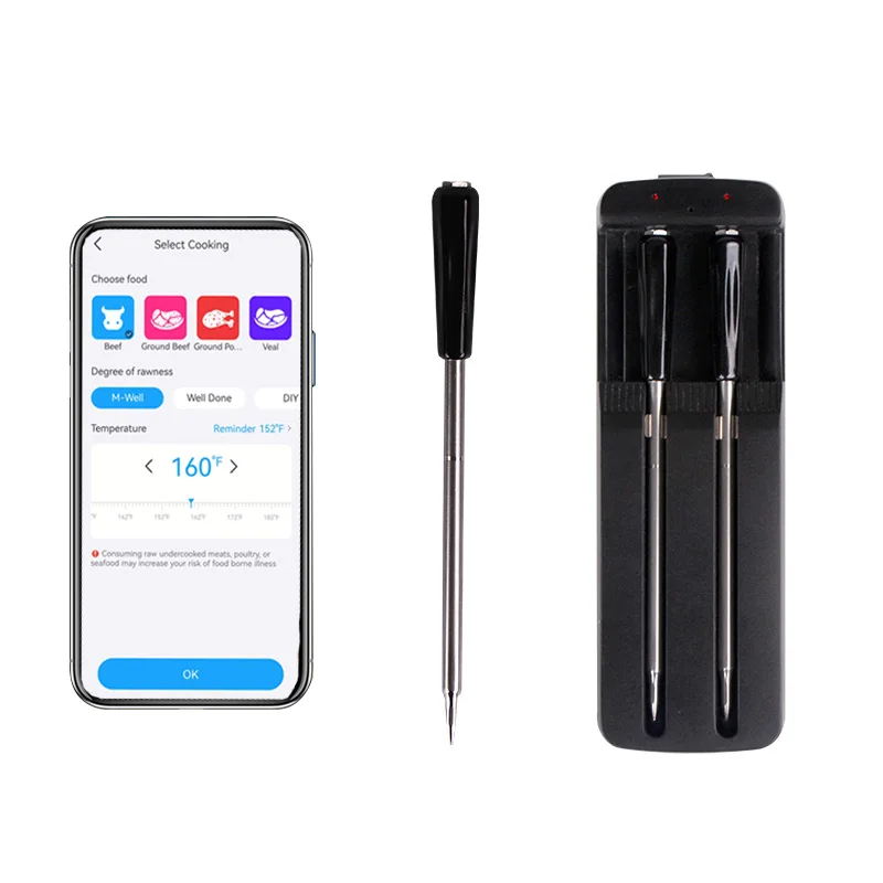 Smart App-Controlled Digital BBQ Thermometer Waterproof Kitchen Food Cooking Thermometer for Oven BBQ and Meat Household Use