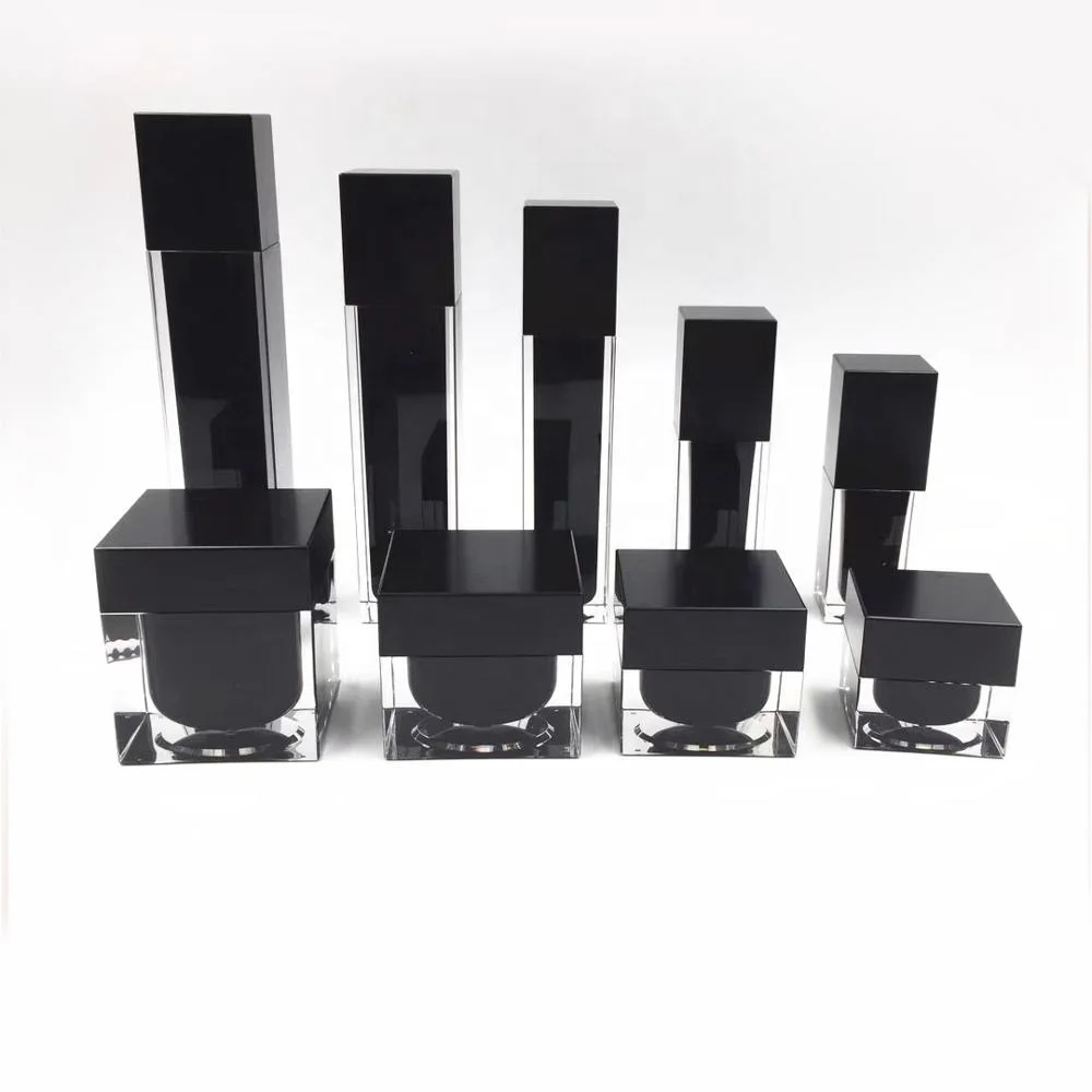 New Design 15ml 30ml 50ml 100ml  Square shape acrylic cosmetic bottle for lotion and perfume