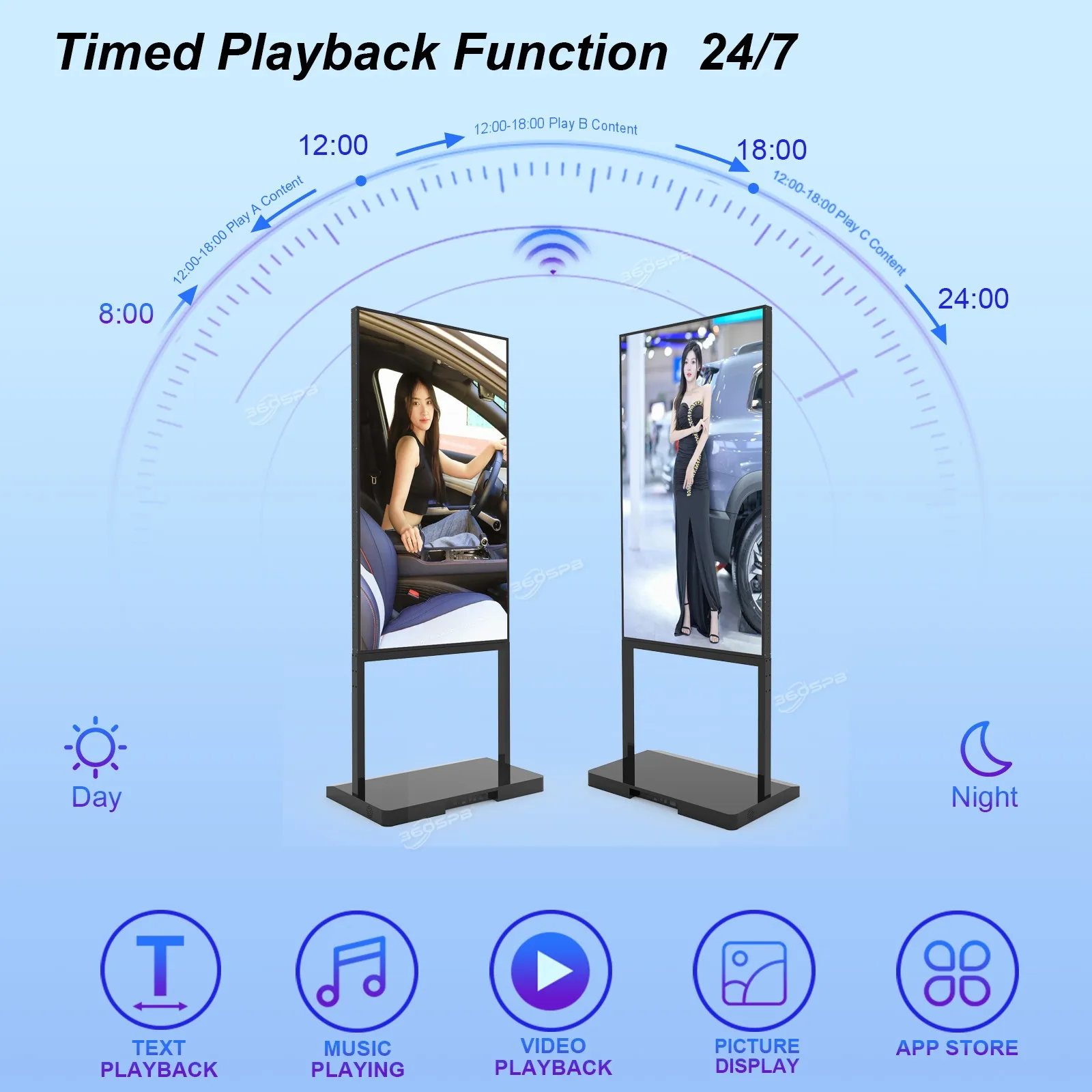 360SPB IFW49AS 49 Inch High Brightness Indoor Floor-standing Lcd Advertising Shop Window Facing Digital Signage And Display