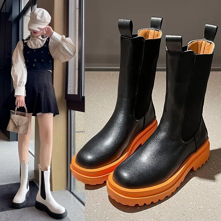 Shangzhou OEM Sepatu Wanita 2021 New Arrivals Autumn Chimney Boots Fashion Boots Women Shoes
