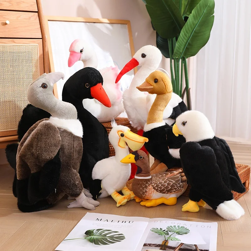 Lifelike Soft Ostrich Flamingo Swan Pelican Vulture Eagle Wild Zoo Animal Stuffed Toys