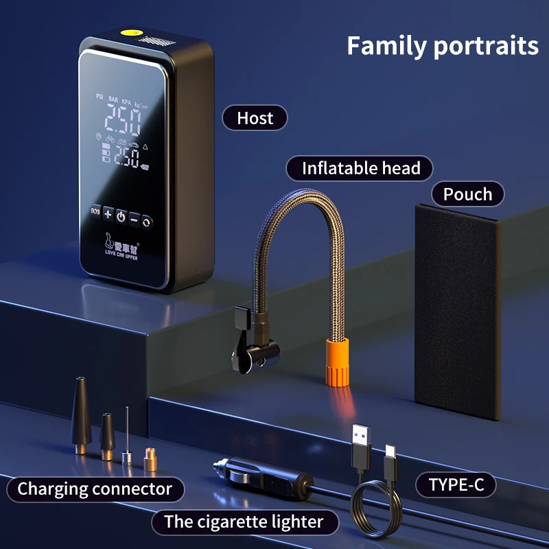 New product Wireless rechargeable digital mini portable battery cordless car air pump compressor tire tyre inflators  bicycle