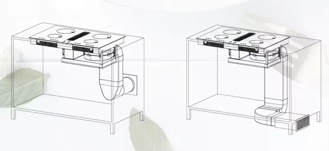 7200W Built-in Induction Cooktop with Integrated Extractor Hob - High Efficiency and Safety Features