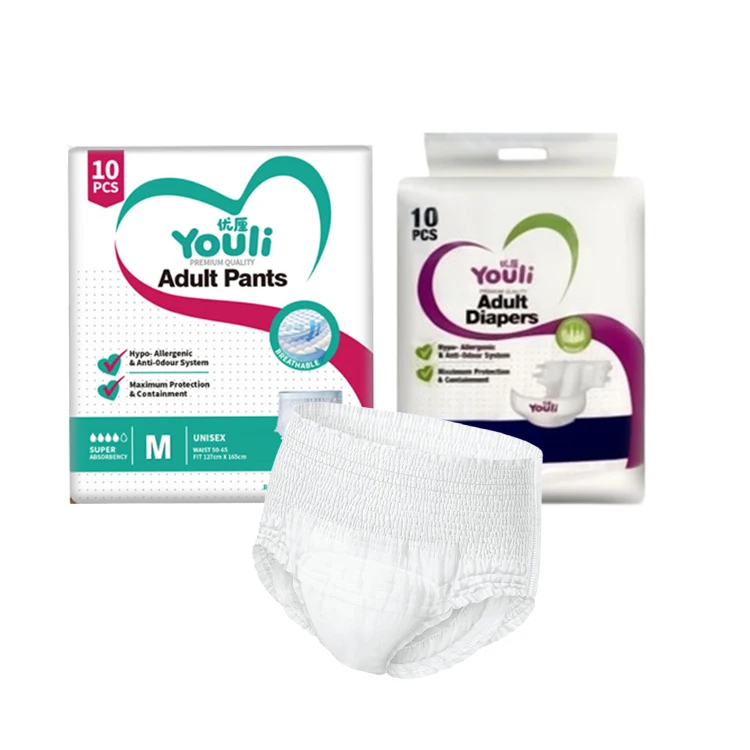 Youli Дешевые Взрослые подгузники, большой поток, максимальная впитываемость, бесплатные образцы подгузников, одноразовые трусы, пользовательские больничные подгузники