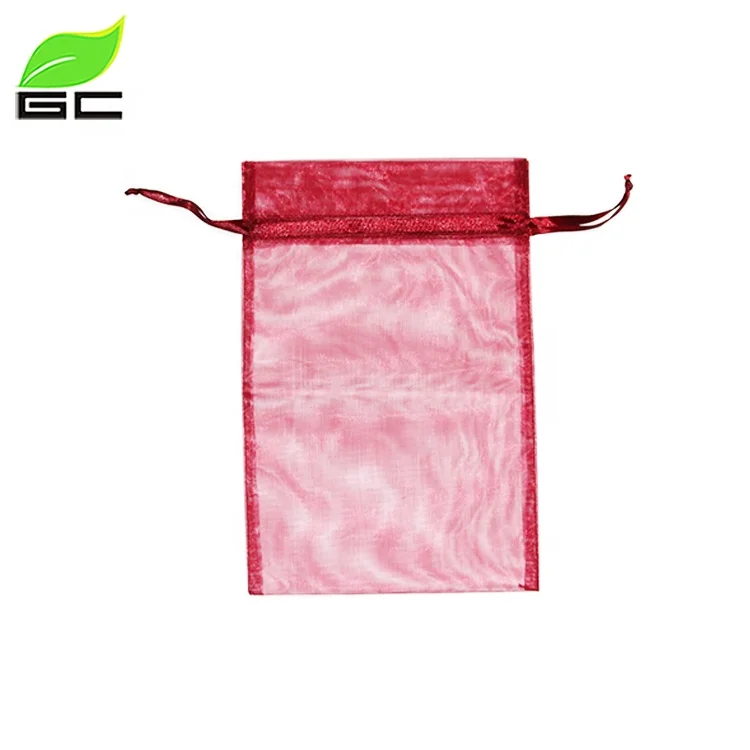 Customized Size 5x7/7*9/9*12 Organza Bags Red Flower Stamping Moon Star Organza Bag