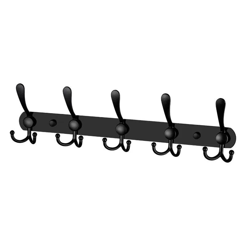 Wholesale Stainless Clothes Coat Hook Bathroom Coat Black Row Hook Wall Hanging Coat Hook