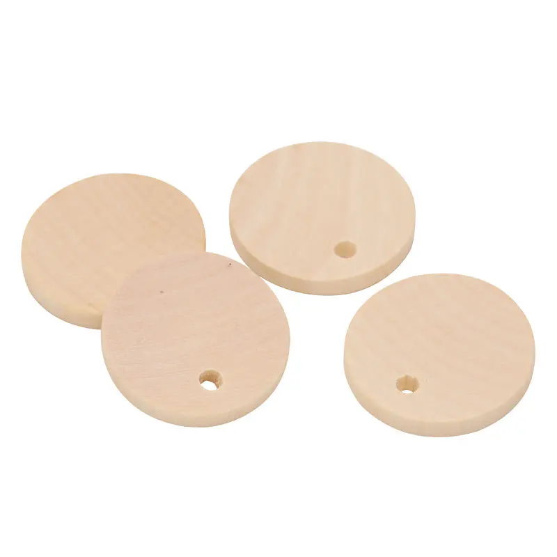 Незаконченные круглые деревянные круги с отверстиями диски для рукоделия пустые вырезы из натурального дерева поделок