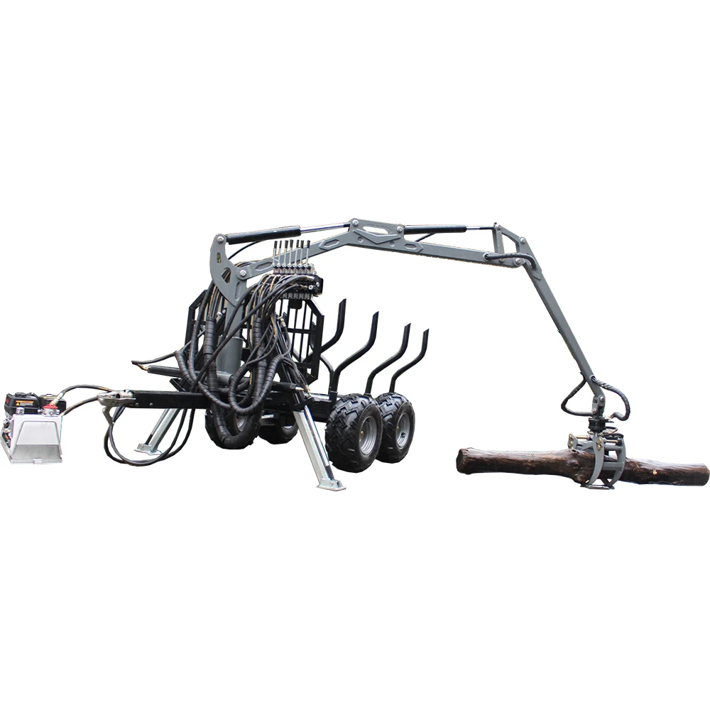 Small log trailer with crane / ATV forestry trailer with crane winch / ATV logging Equipment