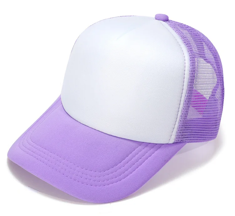 Custom Logo High quality Classic snapback Mesh Sports plain Baseball cap 5 panel Hat foam dark purple trucker hats for man women