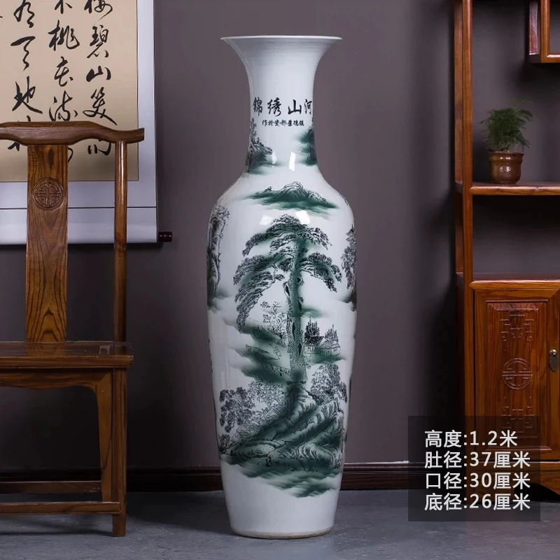 Wholesale Hand Painted Guest Greeting Pine Design Big Flower Vase Ceramic