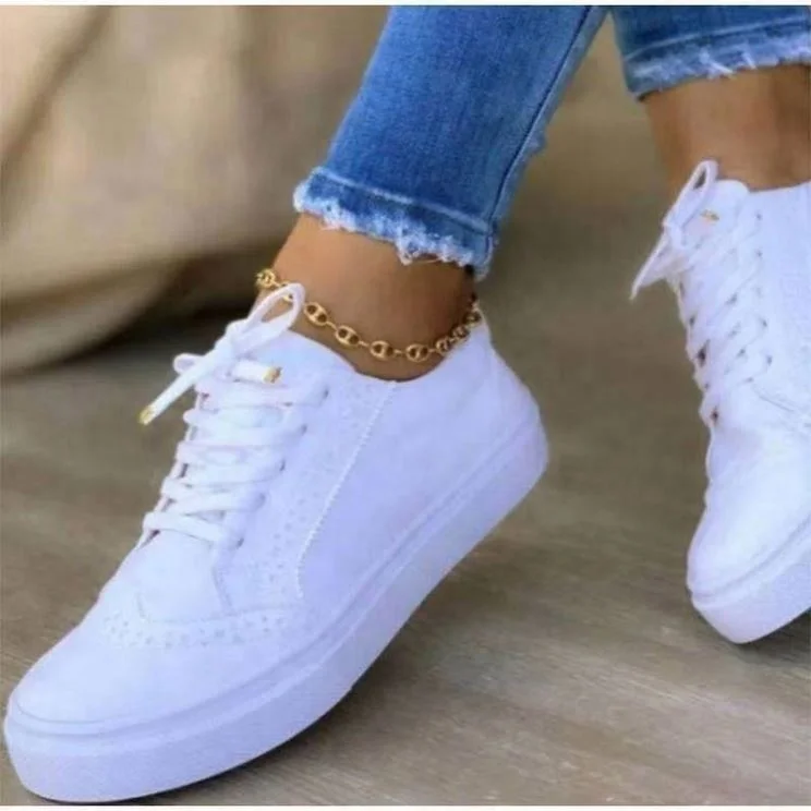 2025  Trend Hollow Lace Up Leather Custom Sport Running Ladies Sneakers Casual Shoes For Women