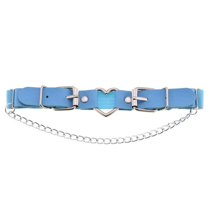 Cosplay Rock Pub Girls Harajuku Gothic Sexy Thigh Garter Studded Heart Chain Leg Ring Punk Pu Leather Adjustable Garter Belt