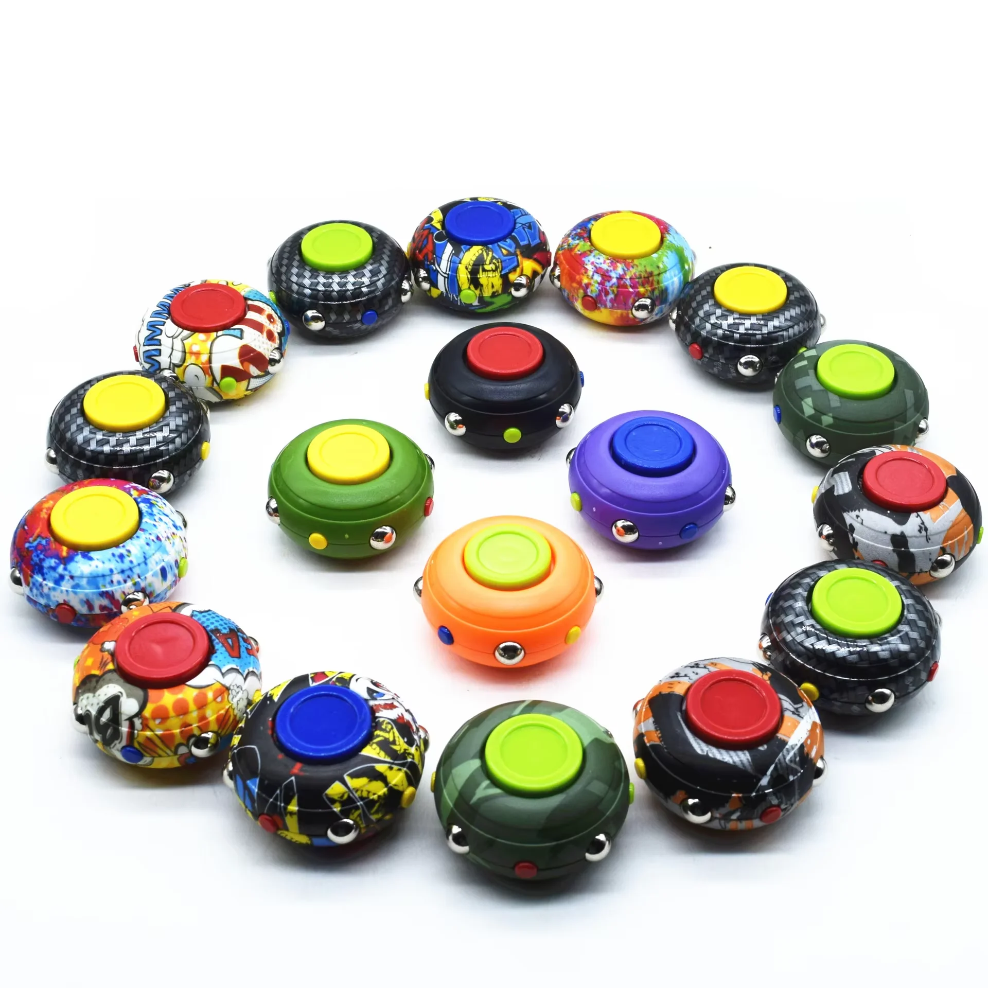 Multi Color EDC Anti Stress Press Button Rolling ball Fidget Pad Toy Fidget Spinner