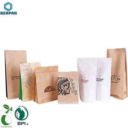 Customized sachet bio biodegradable PLA  eco friendly kraft  stand up paper bags