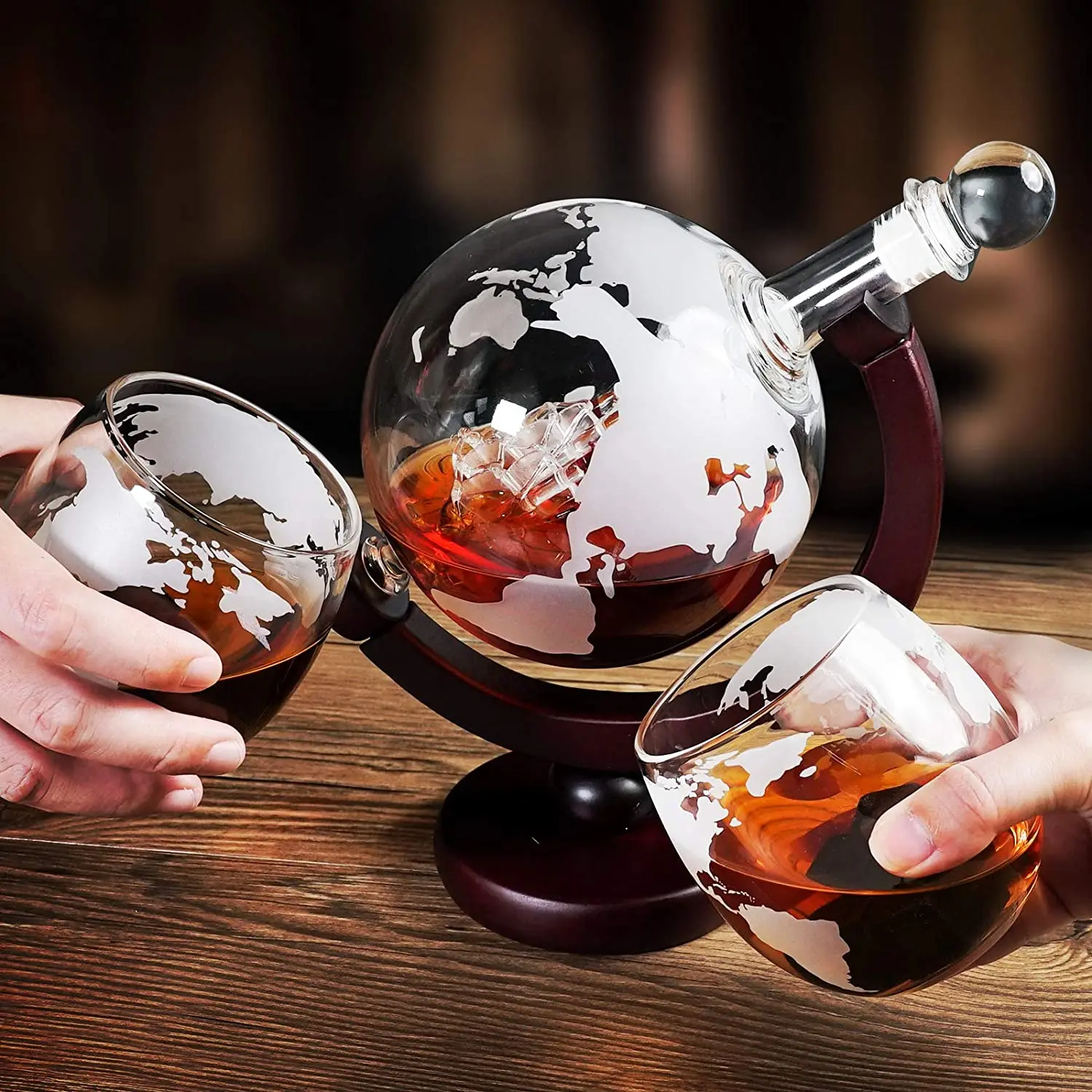 Creative Globe Decanter Set with Lead-free Glasses Carafe 2 Whisky Glasses Whiskey Decanter Globe Grade Gift For Man