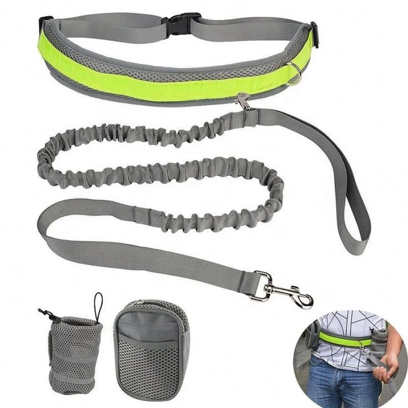 Adjustable Elastic Hands Free Dog Lead Walk Running Jogging Waist Belt Leash