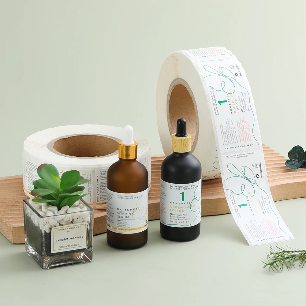 Custom logo printing roll gold foil labels perfume essential oil bottle adhesive paper stickers for packaging