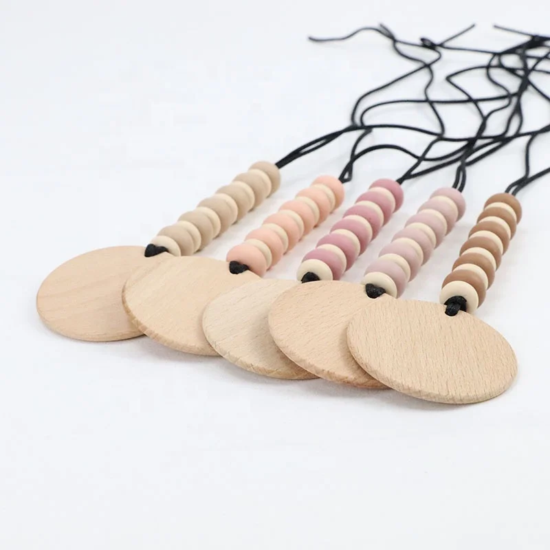 Customized  Pendant Design Abacus Silicone Beads Wood Dis Pendant Keychain Lanyard