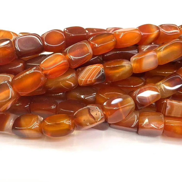 Hot Selling High Quality 10_14mm Natural Stone Beads Red Faceted Octagonal Agate  For DIY Bracelet Jewelry Making