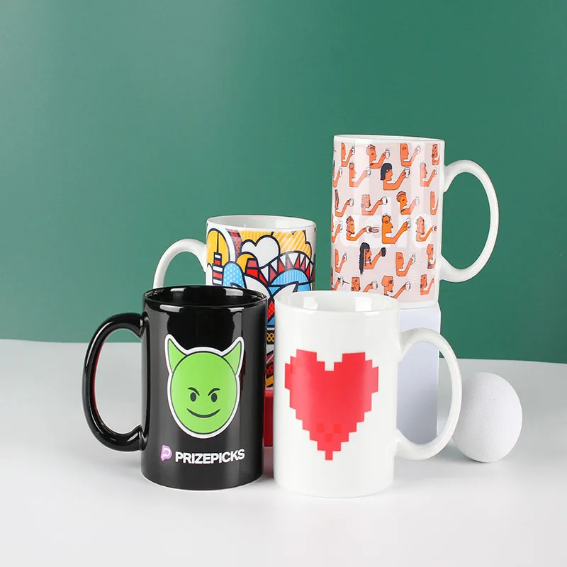 Eco Friendly Printed Logo Coffee Mug Design 11oz sublimation  Heat Color Changing Ceramic Cup Magic Mug Custom