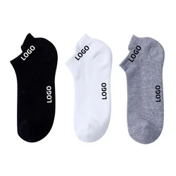 Running Ankle Socks Custom Logo Printed Wigh Logo Size 9-11 White Quarter Football Sport Mens Socks