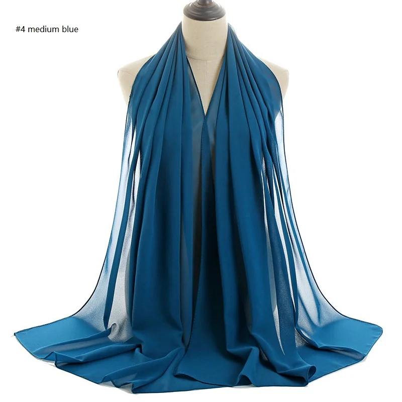 Custom Wholesale Multi Colors Solid Chiffon Hijab Scarf Muslim Long Soft Shawl Hijabs