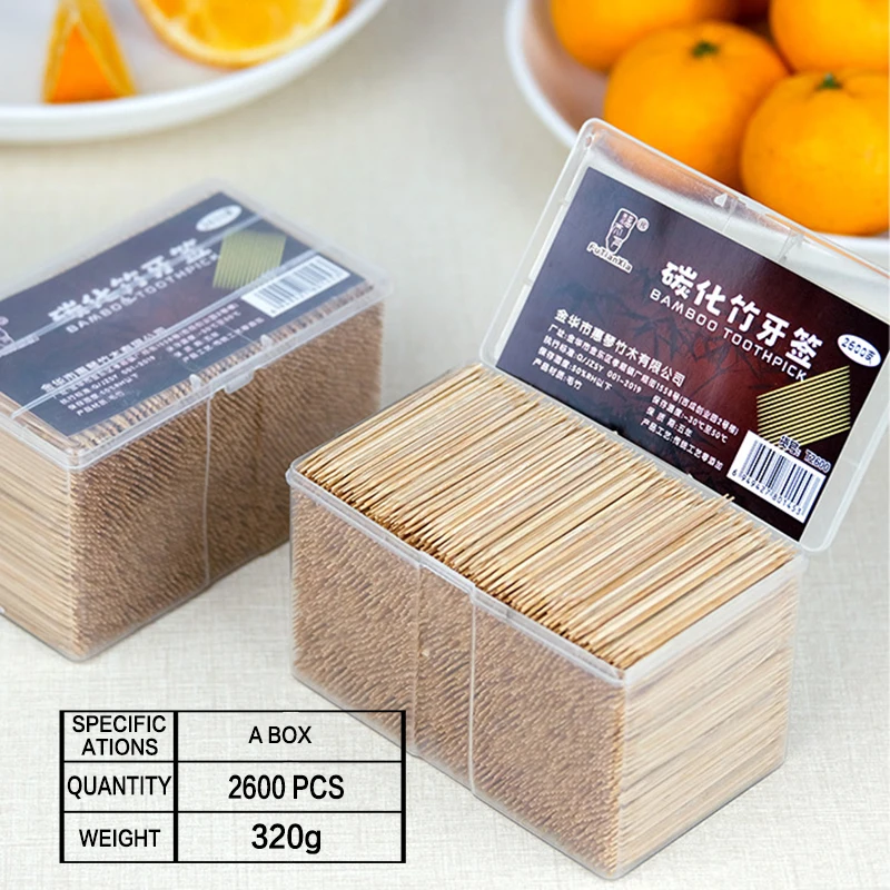 Factory wholesale cheap carbonized disposable double head clean wooden hotel environment friendly fruit toothpick