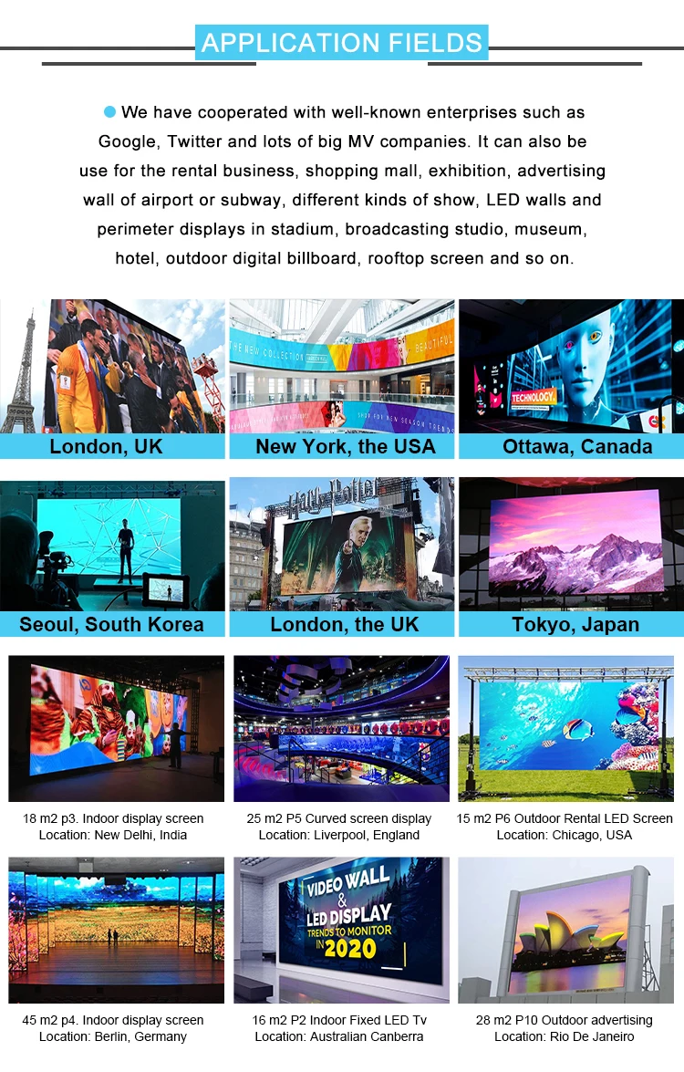 led commercial big display screen indoor outdoor  tv for hd advertisement