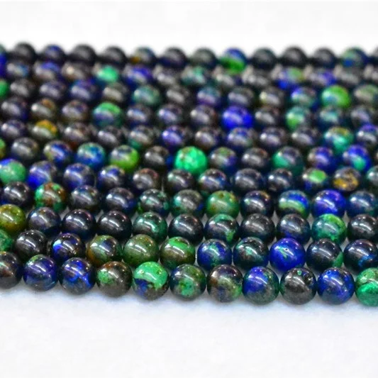 Wholesale  Natural Smooth Charm Gemstone  8mm Azurite Stone Chrysocolla   Loose  Beads For Jewelry Making