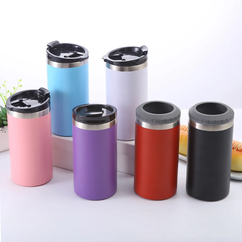 16oz powder coated cola can cooler frost can holder vacuum insulated beer can cooler 3 in 1 tumblers 4 in 1 tumbler mug
